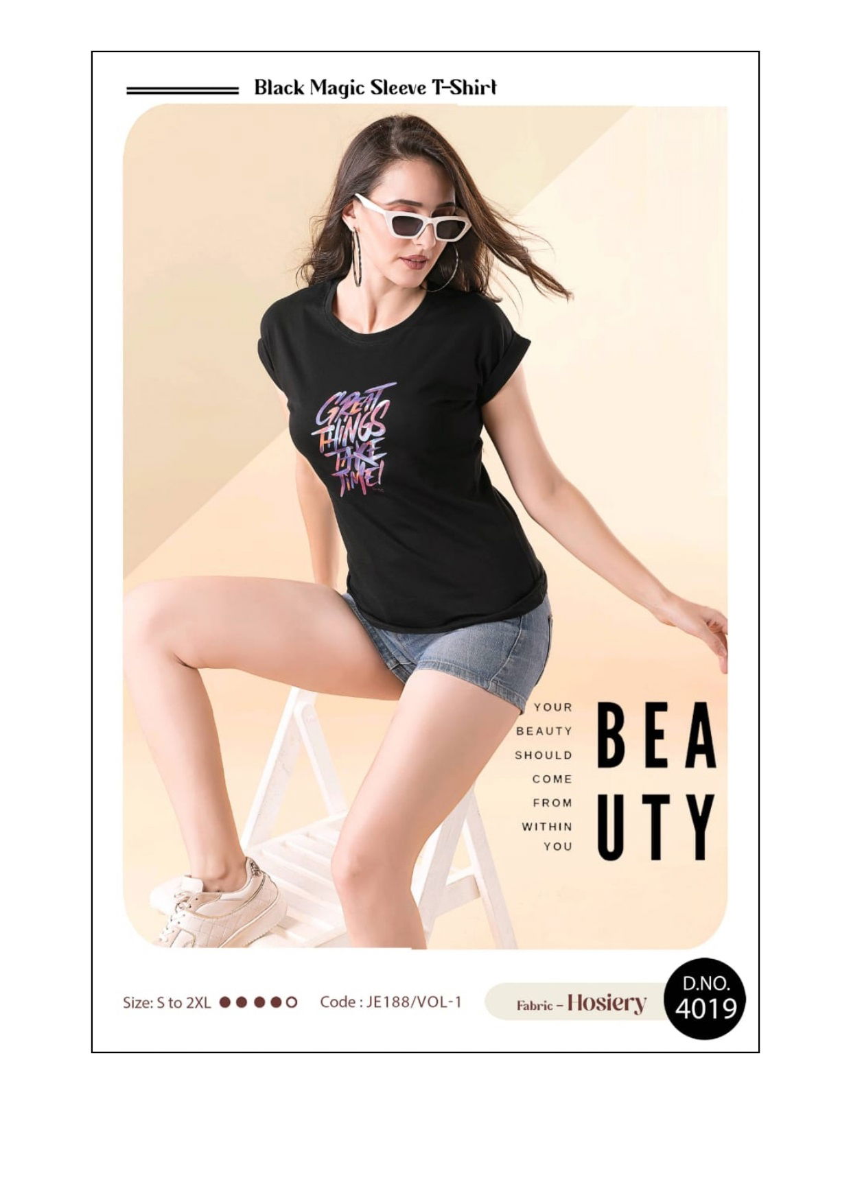 Black Magic 4019 Hosiery Cotton Sleeve Tshirt Wholesale Shop In Surat